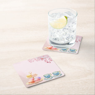 Te för tvilling tvilling baby shower underlägg papper kvadrat