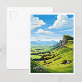 Te Mata Peak New Zealand Travel illustration Vykort