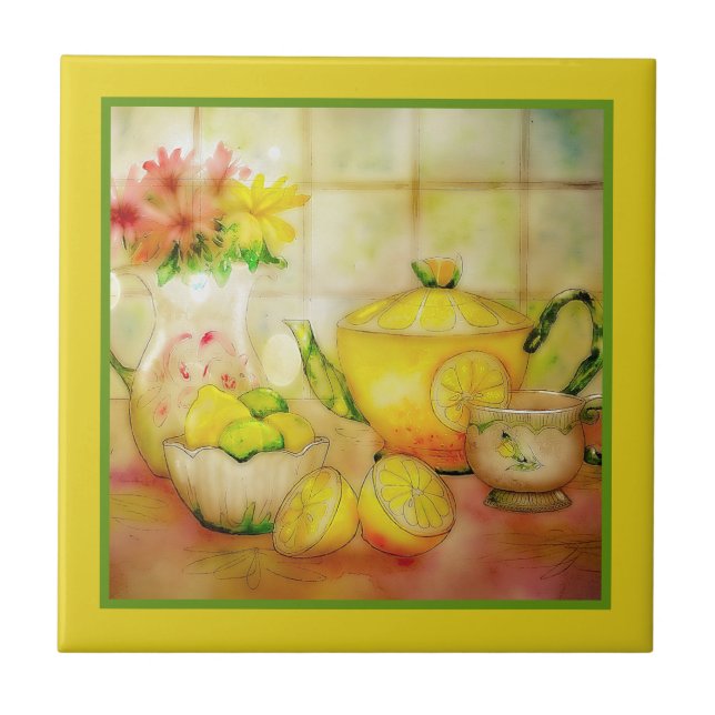 Te med citron Keramisk kakel (Framsidan)