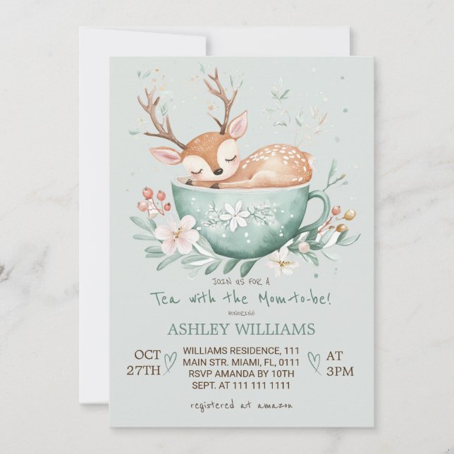 Te med den blivande mamman - Baby Shower Inbjudningar (Framsida)