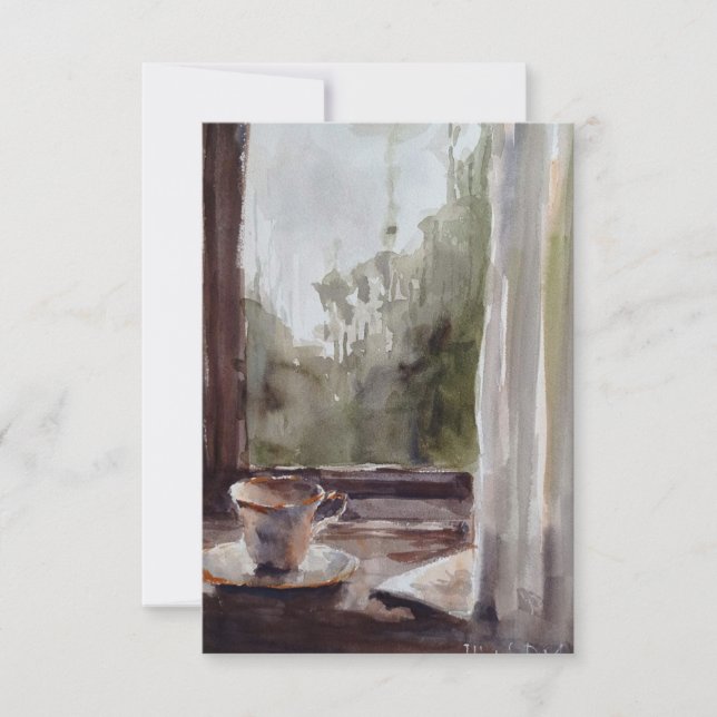 te på regnigt dagskort tack kort (Framsida)