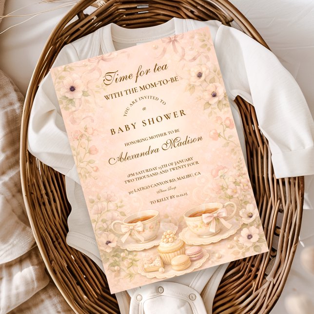 Te-partaj med blivande mamma - Baby Shower Inbjudningar (Skapare uppladdad)