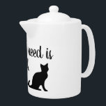 Te-pott med söt kattsilhuett och citera<br><div class="desc">Teskruka med söt svart kattsilhuett och humorcitat.</div>