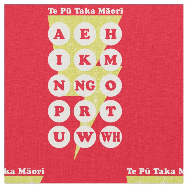 Te Pu Taka Maori Maori Alphabet Tyg (Närbild)
