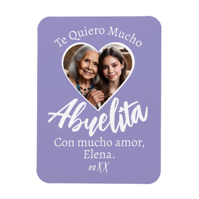 Te Quiero Mucho Abuelita Con Foto Personalizada Magnet (Vertikal)