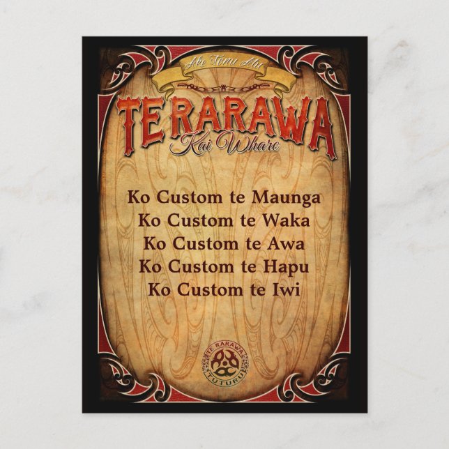 Te Rarawa Pepeha Vykort (Framsida)