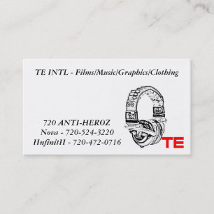 te TE-INTERNATIONELL - filmar/musik/diagram/att Visitkort