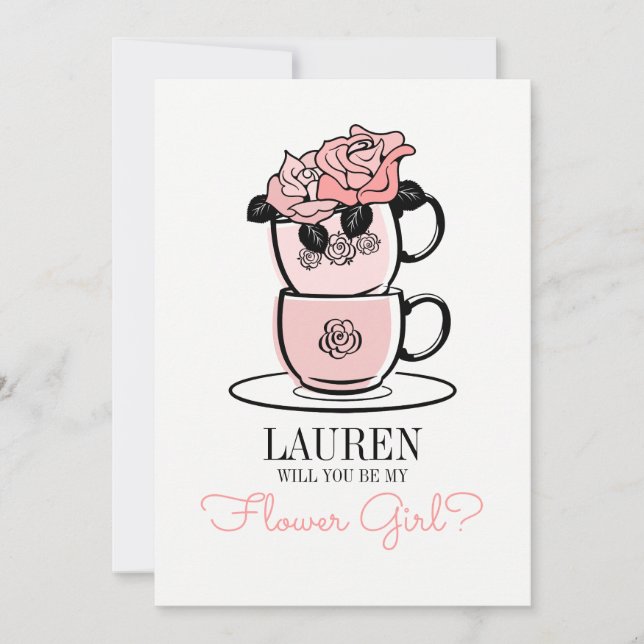 Te Will You Be My Flower Girl Brudtärna Kort (Framsida)