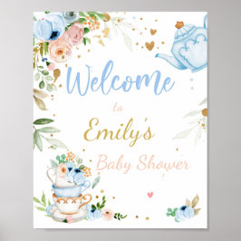 Tea Baby Shower baby är Brewing Boy Välkomstskylt Poster