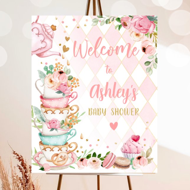 Tea Baby Shower Baby är Brewing Girl Welcome Poster (Skapare uppladdad)