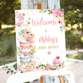 Tea Baby Shower Baby är Brewing Girl Welcome Poster