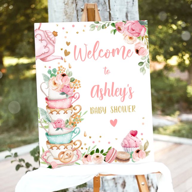 Tea Baby Shower Baby är Brewing Girl Welcome Poster (Skapare uppladdad)