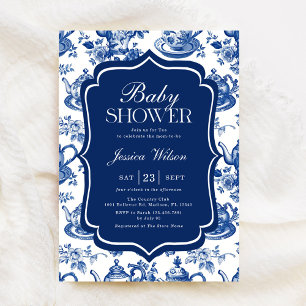 Tea Baby Shower Blue Chinoiserie Inbjudningar