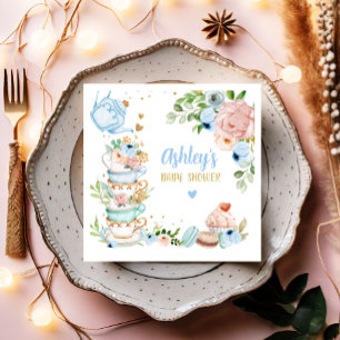Tea Baby Shower Blue Flower Girl Baby brinner Pappersservett
