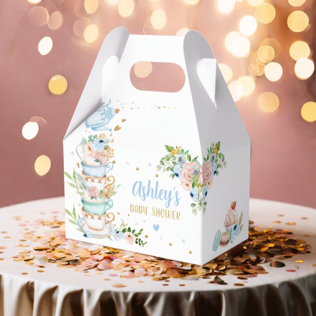 Tea Baby Shower Blue Flower Girl Baby brinner Presentaskar (Skapare uppladdad)