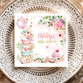 Tea Baby Shower Rosa Flower Girl Baby brinner Pappersservett