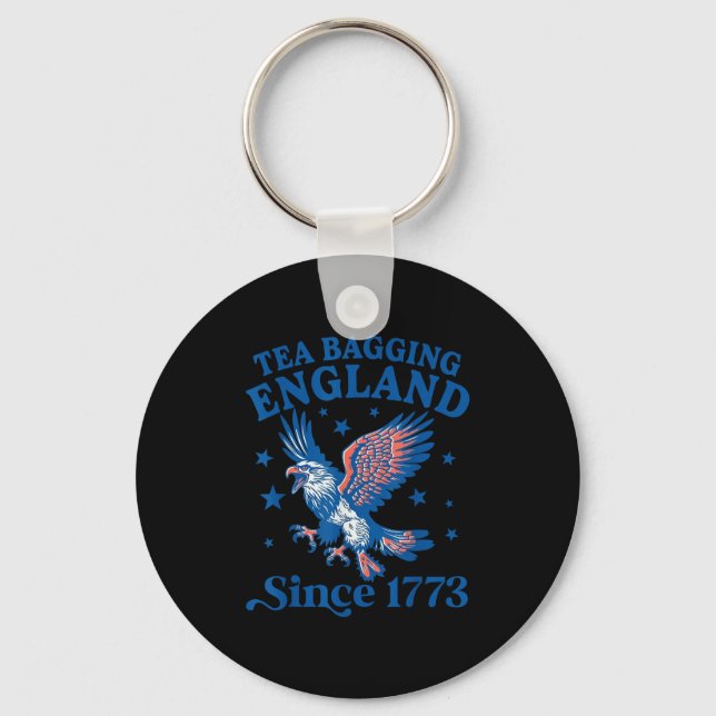Tea Bagging England Since 1773 Patriotic Eagle 4th Nyckelring (Framsida)