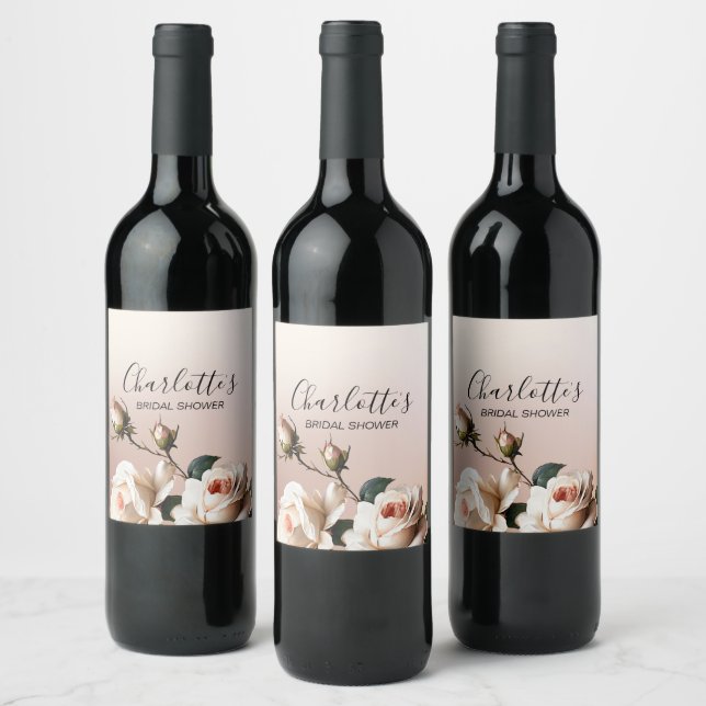 Tea Beige Olja Ros Bröllopsfest Vinflaska Etikett (Flaskor)
