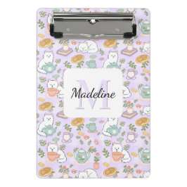 Tea & Bookish Cats Personalized Mini Clipboard