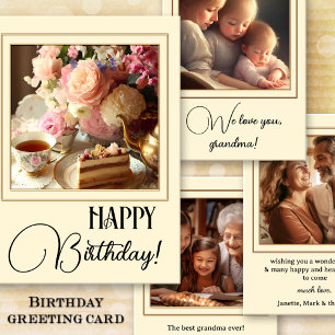 Tea Cake Photo Grandma Birthday-Grattisar Kort