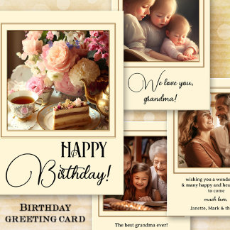 Tea Cake Photo Grandma Birthday-Grattisar Kort