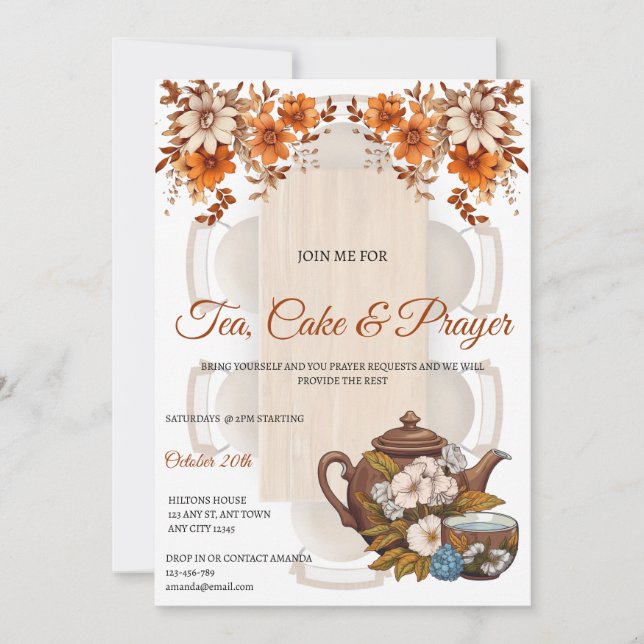 Tea, Cake & Prayer Fellowship Invitation Inbjudningar (Framsida)