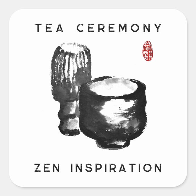 Tea Ceremony/Zen inspiration Fyrkantigt Klistermärke (Framsida)