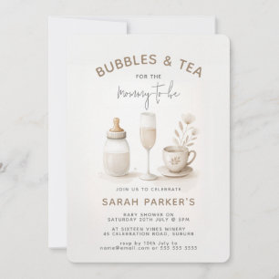 Téa & Champagne Neutral Baby Shower blir Inbjudningar