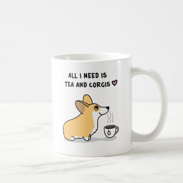 Tea & Corgis [röd vit] Kaffemugg (Höger)