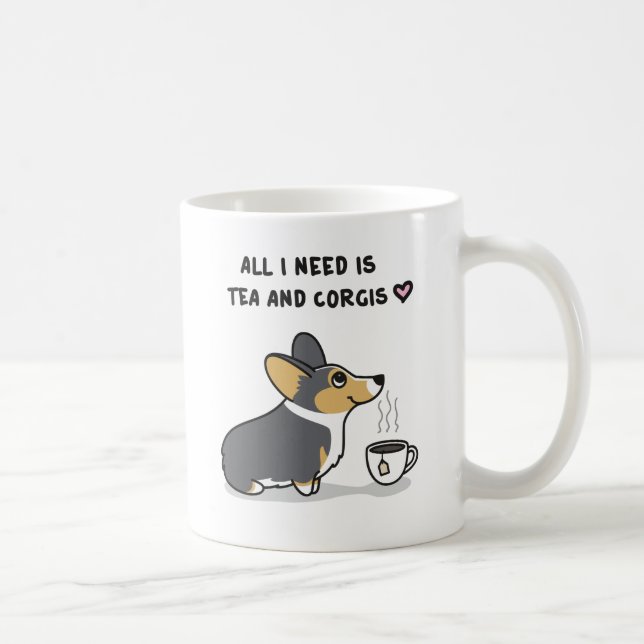 Tea & Corgis [svart-hövdade tri2] Kaffemugg (Höger)