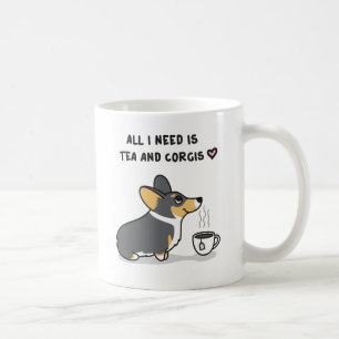 Tea & Corgis [svart-hövdade tri] Kaffemugg