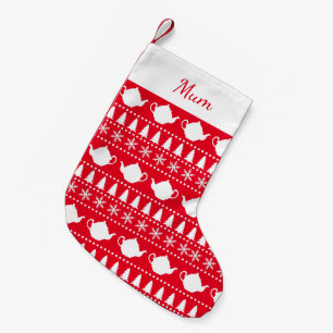 Tea Drinker Festive Ugly Sweater Red Liten Julstrumpa