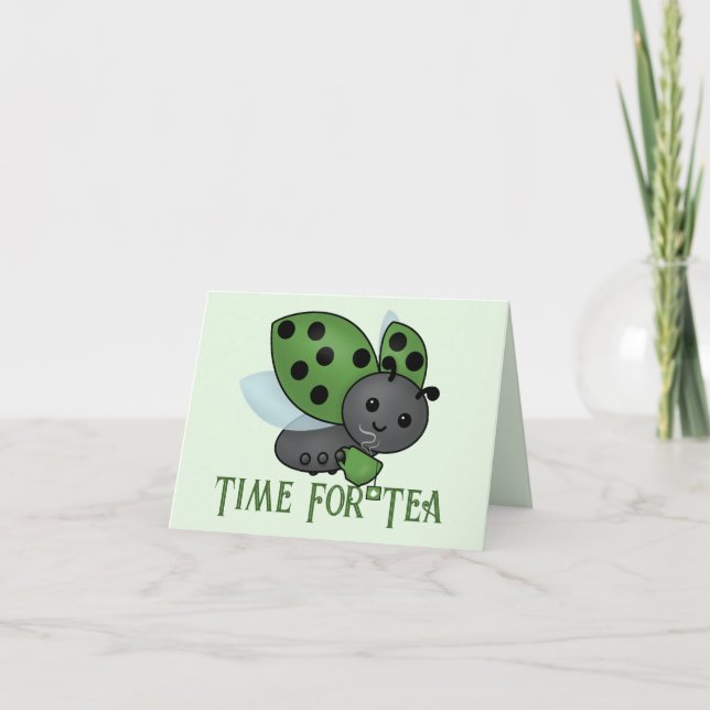 Tea Drinking Ladybug Card Kort (Framsida)