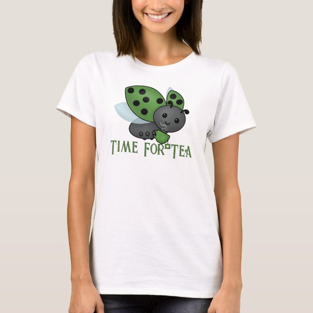 Tea Drinking Ladybug T Shirt (Framsida)