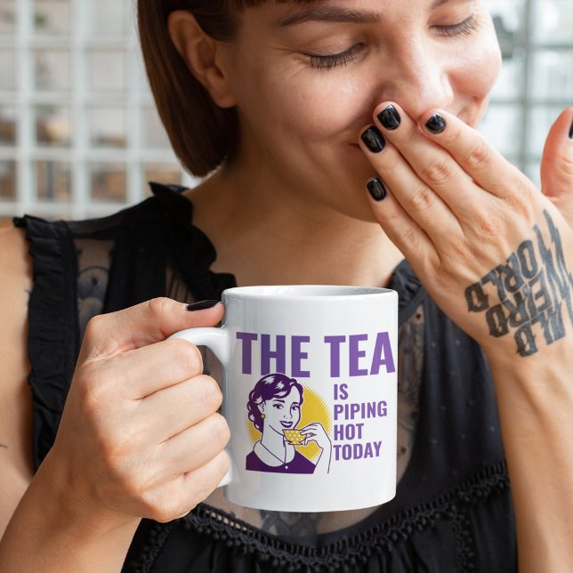 Tea driver i dag Hetten Retro Woman Kaffemugg (Skapare uppladdad)