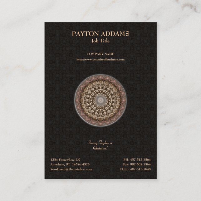 Tea färgad Mandala •, Vertikal visitkort (Framsida)