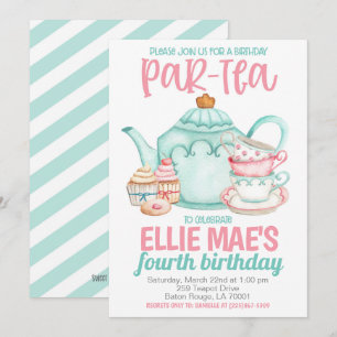 Tea Födelsedagsfest inbjudan
