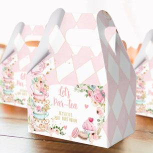 Tea Födelsedagsfest Rosa Flower Girl Par-tea Blomm Presentaskar