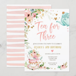Tea för Blommigten Tea Party för inbjudan på tre d