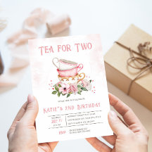 Tea för inbjudan till två Tekopp-tema på födelseda