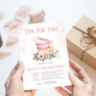 Tea för inbjudan till två Tekopp-tema på födelseda