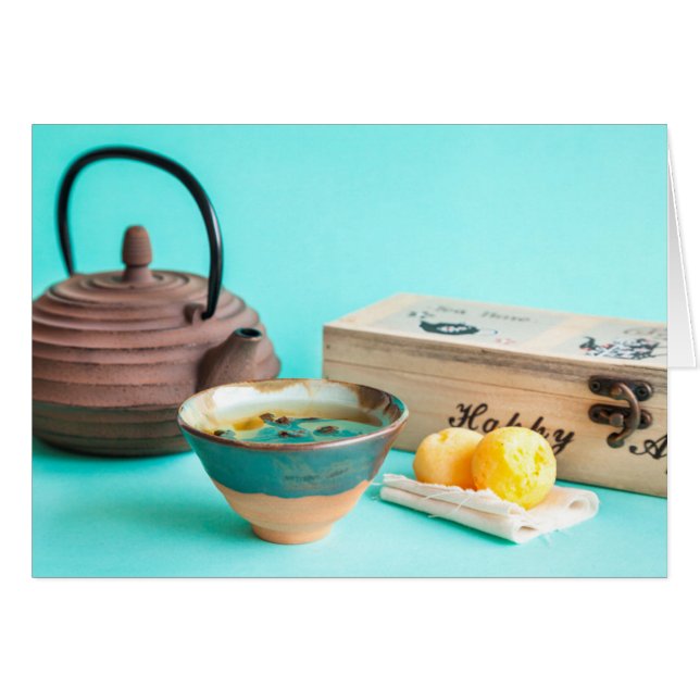Tea for One Hälsningskort (Framsidan Horizontal)