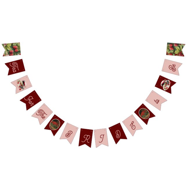 "Tea for the Bride to be" Berry Banner Vimplar (Alla)
