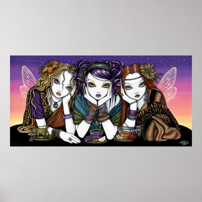 Tea för tre Älvor i Urban Teaparty KiKi Poster (Framsidan)