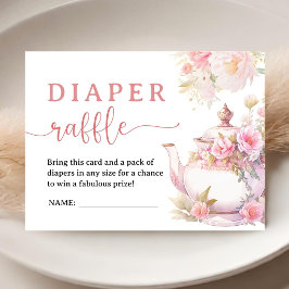 Tea för två baby shower teparty blöjlotteri tilläggskort