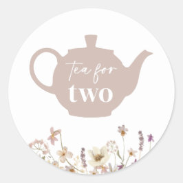 Tea för två Blommigtar Runt Klistermärke