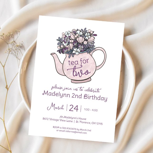 Tea för två Blommigtars andra inbjudan till födels (Skapare uppladdad)