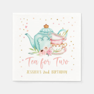 Tea för två Födelsedagsfester Tea Blommigt Flic Pappersservett