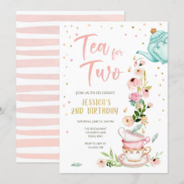 Tea för två födelsedagsinbjudningar Blommigt Tea P Inbjudningar