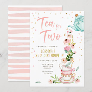 Tea för två födelsedagsinbjudningar Blommigt Tea P Inbjudningar